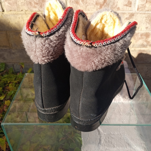 Snowland Vintage Faux-fur Suede Wedge Winter Ankle Lace-up Boots Size 7 - Picture 7 of 12